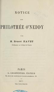 Cover of: Notice sur Philothée O'Neddy by Ernest Havet