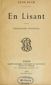 Cover of: En lisant, réflexions critiques
