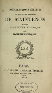 Cover of: Conversations inédites de madame la marquise de Maintenon by Madame de Maintenon