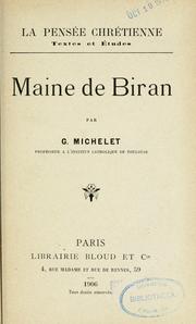 Cover of: Maine de Biran