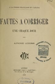 Cover of: Fautes à corriger: une chaque jour