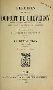 Cover of: Mémoires du comte Dufort de Cheverny: introducteur des ambassadeurs, lieutenant général du Blaisois