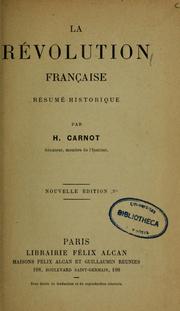 Cover of: La révolution française by Hippolyte Carnot
