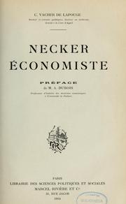 Cover of: Necker économiste