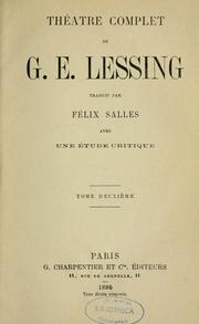 Cover of: Théâtre complet de G. E. Lessing