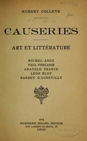 Cover of: Causeries by Hubert Colleye
