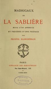 Cover of: Madrigaux de La Sablière