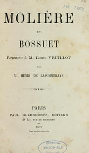 Cover of: Molière et Bossuet by Henri Berdalle de Lapommeraye