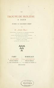 Cover of: La Troupe de Molière à Agen: d'après un document inédit