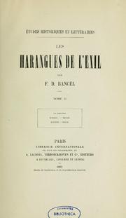 Cover of: Les Harangues de l'exil by François Désiré Bancel