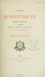 Cover of: Honoré de Balzac by Alphonse Parran