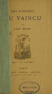 Cover of: Les paroles du vaincu