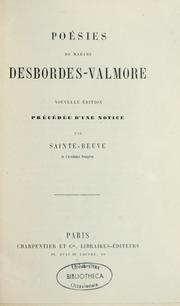 Cover of: Poésies de Madame Desbordes-Valmore