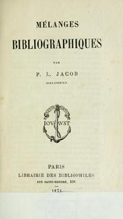 Cover of: Mélanges bibliographiques
