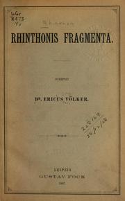 Cover of: Rhinthonis Fragmenta