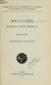 Cover of: Reliquiae nuper repertae