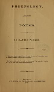 Cover of: Phrenology, and other poems | Daniel Parker