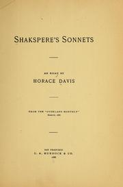 Cover of: Shakspere's sonnets: an essay