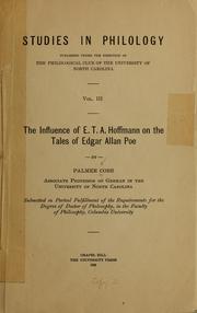 Cover of: The influence of E. T. A. Hoffmann on the tales of Edgar Allan Poe