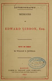 Cover of: Memoirs of Edward Gibbon, esq