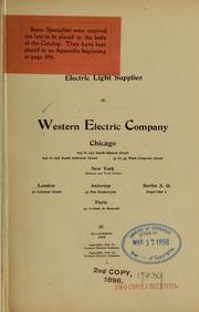 Cover of: Electric light supplies