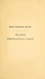 Cover of: Blair's chronological tables revised and enlarged by John Blair