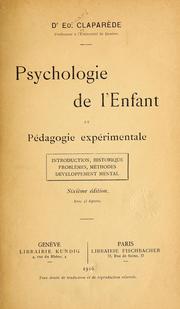 Cover of: Psychologìe de l'enfant et pédagogie expeŕimentale by Edouard Claparède