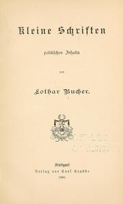 Cover of: Kleine schriften politischen Inhalts