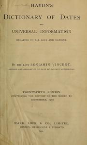 Cover of: Haydn's dictionary of dates and universal information relating to all ages and nations