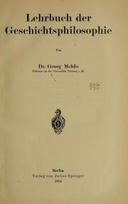 Cover of: Lehrbuch der geschichtsphilosophie