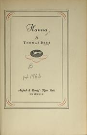 Cover of: Hanna by Thomas Beer, Thomas Beer