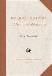 Cover of: Inequalities from Complex Analysis (Carus Mathematical Monographs)
