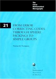 Cover of: From Error-Correcting Codes through Sphere Packings to Simple Groups (Carus Mathematical Monographs)