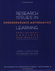 Cover of: Research issues in undergraduate mathematics learning: preliminary analyses and results