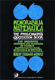 Cover of: Memorabilia mathematica by [compiled by] Robert Edouard Moritz.
