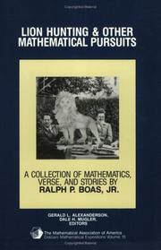 Cover of: Lion hunting & other mathematical pursuits by Boas, Ralph Philip.
