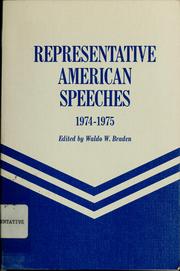 Cover of: Representative American speeches, 1974-1975