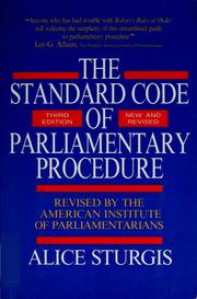 Cover of: Standard code of parliamentary procedure