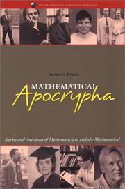 Cover of: Mathematical Apocrypha: Stories and Anecdotes of Mathematicians and the Mathematical (Spectrum)