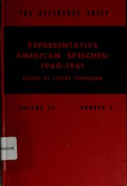 Cover of: Representative American speeches, 1960-1961 by Thonssen, Lester