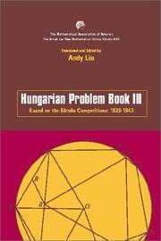 Cover of: Hungarian Problem Book III: based on the Eötvos Competitions 1929-1943 (New Mathematical Library)