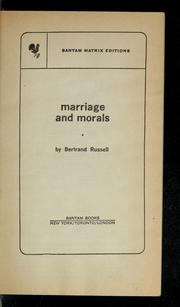 Cover of: Marriage and morals