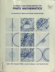 Cover of: Student's solution manual for Spence Vanden Eynden Applied mathematics by Joan Vanden Eynden