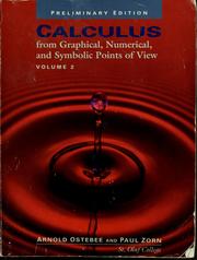Cover of: Calculus from graphical, numerical, and symbolic points of view