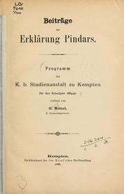 Cover of: Beiträge zur Erklärung Pindars