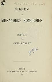 Cover of: Szenen aus Menanders Komoedien