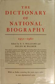 Cover of: The Dictionary of national biography: 1951-1960 : with an index covering the years 1901-1960 in one alphabetical series