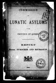 Cover of: Commission on lunatic asylums of the province of Quebec