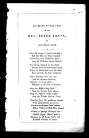Cover of: Reminiscences of the Rev. Peter Jones by Scott, Jonathan