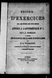 Cover of: Recueil d'exercices sur les sujets les plus usuels by F. X. Toussaint